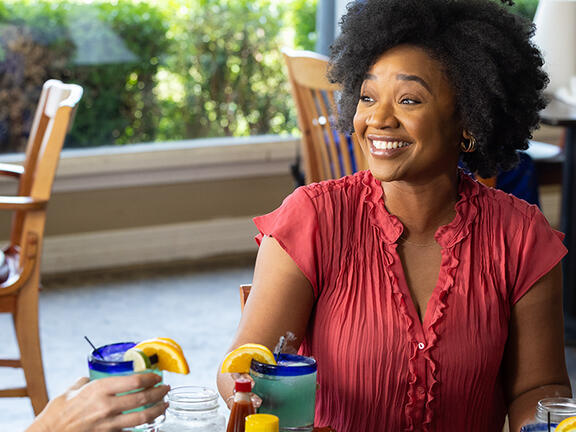 Guests enjoy a meal at Orlandeaux's Cafe.
