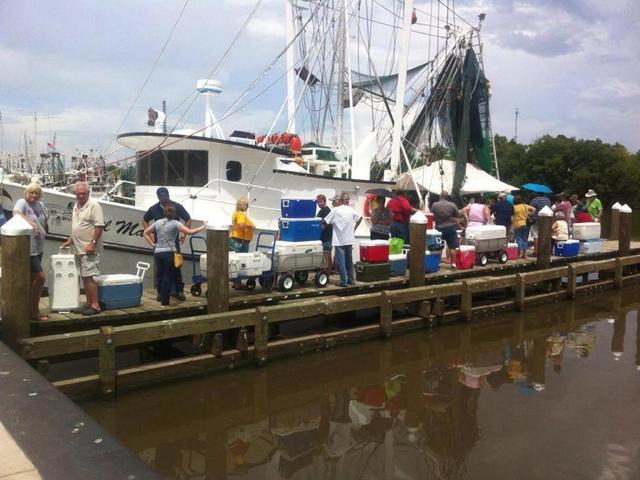 In line for Fresh Shrimp