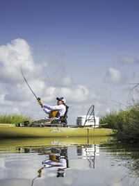Kayak fishing near Bayou Lafourche.